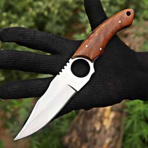 Handmade Skinner <b>Knife</b> Stainless Steel Drop Point Blade Wood Handle Full Tang Fixed Blade Outdoor Survival Tool - Product Image 4