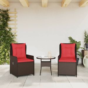 Silla Reclinable para Patio en Color Marrón y Rojo, Muebles Cómodos para Exteriores - Product Image 3