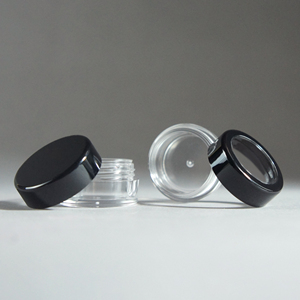 PS PA Mini Plastic Cream Jar Container Clear Sample Black Screw Top Lids 10ml Capacity Skin Care Cream (INBT Series) - Product Image 1