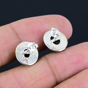 Hot Selling <b>Silver</b> Black Onyx Prong Setting Bohemian Vintage <b>Stud</b> Earrings Women Wedding Party Gift Wholesale Supplier India - Product Image 3