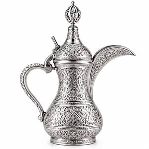 Luxury Gold And Silver Plated Stainless Steel Arabic Coffee <b>Pot</b> <b>Set</b> With Ornate Tray Traditional Dallah Hospitality <b>Set</b> - Product Image 3