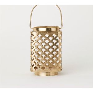 Decorative <b>Gold</b> Metal <b>Lantern</b> Moroccan Style Cutout Pattern Candle Holder Tabletop Centerpiece For Events And Home Decor <b>Lantern</b> - Product Image 1
