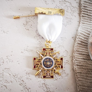 Scottish Rite <b>Masonic</b> Commander in Chief 32nd Degree Breast Jewel Black White Ribbon Gold Ceremonial Regalia - Product Image 5