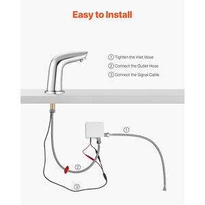 Rubinetto per Lavabo Bagno con Sensore di Movimento Senza Contatto, con Copertura per Foro Acqua Fredda e Funzionamento a Batteria - Miscelatore - Product Image 4