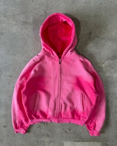Sweat-shirt à capuche rose surdimensionné personnalisé en molleton de coton épais avec fermeture éclair intégrale pour hommes et femmes OEM ODM - Product Image 1