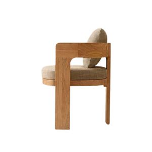 Fauteuil de jardin moderne en teck avec coussin en mousse, chaise de terrasse durable pour patio, mobilier d'extérieur - Product Image 2