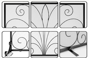 Paravent de cheminée en métal de style victorien, écran décoratif anti-étincelles avec panneau en maille robuste, bouclier de foyer autoportant - Product Image 3