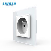 Livolo Soket Daya Dinding Tipe EU Prancis Panel Kaca Kristal Stopkontak Dinding 16A