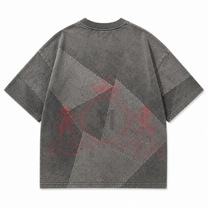 T-shirt confortable de style streetwear, effet délavé, épaules tombantes, tissu léger, idéal pour les activités quotidiennes en plein air et les occasions décontractées - Product Image 2