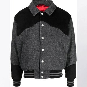 Veste varsity en laine mélangée pour homme, color-block, col rabattu, style décontracté, coupe classique, fermeture boutonnée, pour l'automne - Product Image 6