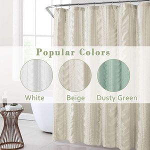 Tenda da doccia moderna 72x72 pollici con ciuffo a strisce per bagno - Product Image 5