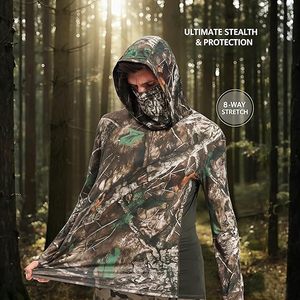 Men's <b>Camo</b> Hoodie Hunting Shirts with Separate Mask UPF 50+ Long Sleeve Fishing Sweatshirt Camp - Product Image 2