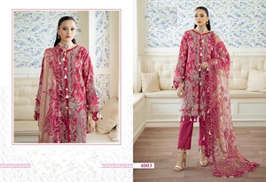 Conjunto de Top y Pantalón de Algodón Puro Estampado y Bordado para Fiesta Tradicional de Mujer con Dupatta Bordada Mal Mal - Product Image 2