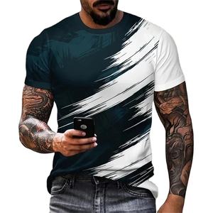 100% tricoté coton imprimé motif nouvelle tendance décontracté polyvalent personnalité hommes 3D imprimé T-shirt mode motif abstrait - Product Image 1