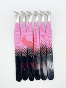 Pinzas de pestañas profesionales de volumen de bota delgada personalizadas, sujeción fuerte y duradera, de 10mm de etiqueta privada extensiones de pestañas, fibra sostenible - Product Image 6