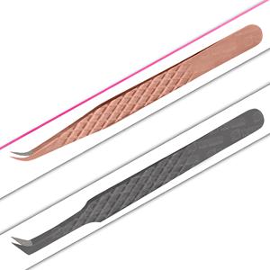 Pinzas de extensión de pestañas personalizadas de oro rosa Fácil agarre Fibra de volumen de acero inoxidable Fabricante al por mayor de pestañas - Product Image 2