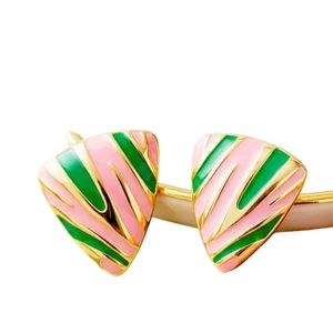 Pendientes de Oro de 14K con Estampado Animal Rosa y Verde, Joyería de Moda para Mujer, Pendientes Elegantes con Patrón, Accesorio de Regalo para Fiestas - Product Image 5