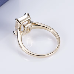 Emerald Cut Diamond Engagement Ring 9K Yellow Gold Prong Setting Classic Style Women's Fine Jewelry - Product Image 5