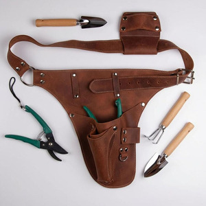 Cinturón de herramientas de cuero personalizado al por mayor para floristas, organizador profesional de jardinería, bolsa de cintura duradera, ajustable, con múltiples bolsillos, en venta. - Product Image 4