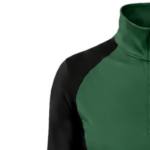 Women Quarter Zip Athletic <b>Top</b> Dark Green Long Sleeve Fitted Sports Training Shirt High Collar <b>Thumbhole</b> Performance Activewear - Product Image 5