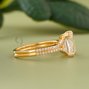 2.11 Carat Emerald Cut Lab Diamond Engagement <b>Ring</b> VVS VS Clarity Rose Gold Color <b>Split</b> Shank Pave Wedding Jewelry For Her - Product Image 2