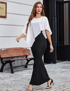 Capelet en mousseline pour femme, manches chauve-souris, élégant, pour soirée ou mariage, châle transparent en maille, ourlet asymétrique, couverture formelle - Product Image 2