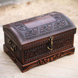 Boîte en bois avec couvercle à charnières et fermeture frontale, boîtes en pin naturel, boîtes de rangement en bois pour travaux manuels - Product Image 2