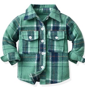 Chemises à carreaux décontractées à manches longues en coton doux pour bébés garçons, personnalisables avec impression, prix de gros - Product Image 4