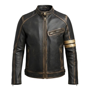 Custom Men's Vintage <b>Leather</b> Motorcycle <b>Jacket</b> Genuine Cowhide Biker <b>Jacket</b> <b>Retro</b> Racing <b>Leather</b> <b>Jacket</b> OEM ODM - Product Image 1