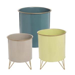 Pot de fleurs vert en forme de seau métallique, pot avec plantes, pour l'intérieur, le jardin, le balcon, tout type de décoration, de couleur verte - Product Image 3