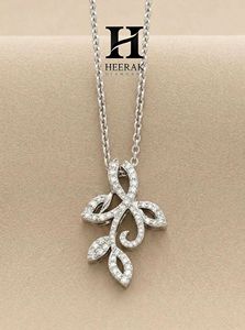 Elegant Botanical Vine Diamond Pendant Necklace 925 Sterling <b>Silver</b> Leaf Motif Pendant for Women Luxury Floral Jewelry - Product Image 3