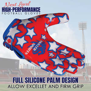 SKILLED SPORTS 2026 NOUVEAU Gants de football d'hiver unisexes imperméables à écran tactile avec drapeau américain Freedom en polyester/coton - Product Image 3