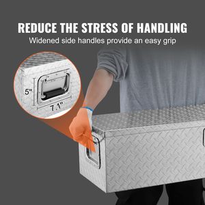 Heavy-Duty Aluminum Truck Bed Tool Box with Diamond <b>Plate</b> <b>Side</b> Handle Lock Keys Storage Chest Box with Organ Feature - Product Image 3