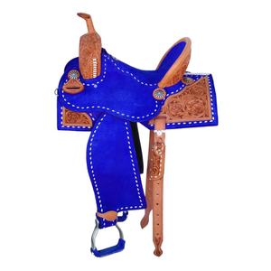 Nuevo sillín de carreras de barril occidental de cuero de caballo con herramientas de gamuza púrpura, sillín de equitación portátil de cuero genuino, varios colores - Product Image 5