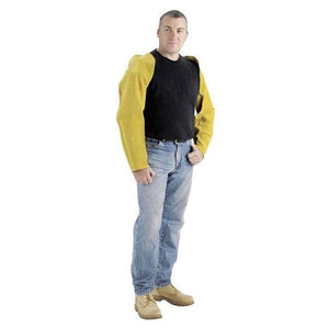 Manchons de soudage en cuir de vachette jaune doré de haute qualité, confortables, doux, protecteurs, certifiés ANSI/ISEA niveau de coupe 2 et CE - Product Image 6