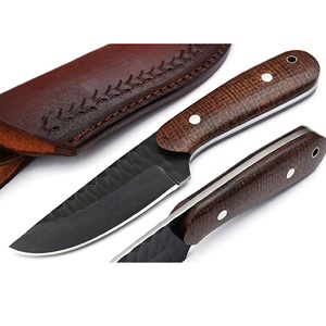 OEM Handmade High Quality Industrial Multi-functional Camping Hunting Bushcraft Knife Straight <b>Clip</b> Point Textured Wood Handle - Product Image 5