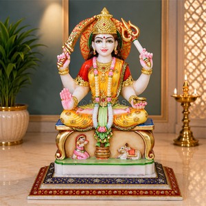 Pure White Marble Santoshi Mata Idol | Santoshi Maa Murti & Marble Goddess Statue with Four Arms | MALIYAS Jaipur - Product Image 2