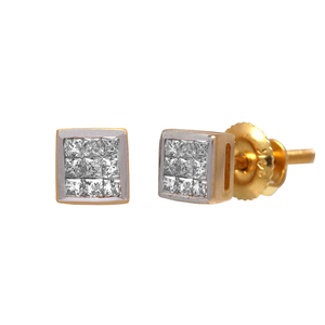 0.19 Cttw Princess Cut Natural Diamond Ladies <b>Stud</b> Earrings Womens 925 <b>Sterling</b> <b>Silver</b> Invisible Set Trendy Wholesale 4mm - Product Image 2