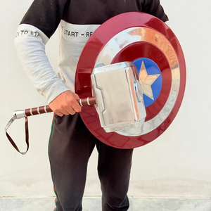 Bouclier de guerrier patriotique traditionnel en acier avec marteau, accessoire de costume rond décoratif, accessoire de cosplay, cadeau fantastique pour hommes - Product Image 3