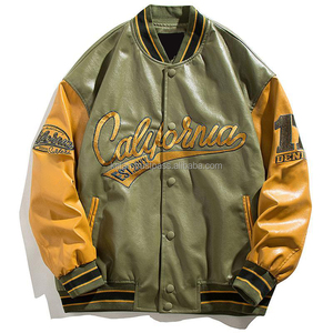 Veste universitaire sur pied personnalisée pour hommes de la plus haute qualité en cuir de buffle véritable tanné Chenille broderie Design hiver Letterman - Product Image 3