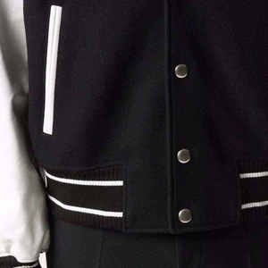 Chaquetas Varsity de Último Diseño con Cuerpo de Lana y Mangas de Cuero, Chaqueta Letterman Informal en Blanco, Tallas Grandes - Product Image 6