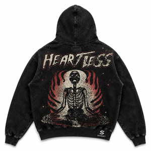 Sudadera con Capucha Extra Grande para Hombre SINEWY, Color Negro, Estampado de Esqueleto sin Corazón, Estilo Punk, Felpa Francesa de Algodón - Product Image 2