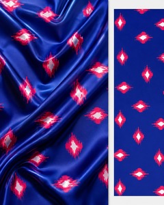 Satin Modal Ikat Idylle Fuchsia, Satin Imprimé Chrie Magenta, Satin Fiorenza Fuchsia Ikat Opulence, Jacquard 100% Viscose, Medium - Product Image 2