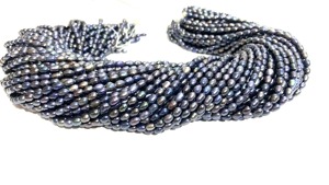 Perles de riz lisses en nacre noire naturelle 3x5mm, perles d'eau de qualité AAA, fil de perles en forme de riz, perles d'eau douce en vrac - Product Image 2