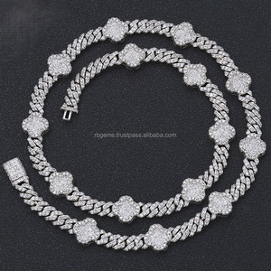 High Quality Custom Miami Hip Hop Necklace Men/Women Unique Yellow Gold VVS Moissanite Diamond <b>Rope</b> Bezel Gift for Certified - Product Image 1
