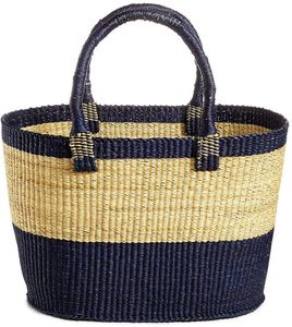 Bolso de mano de playa de verano de alta calidad, tejido en dos tonos de junco marino, azul oscuro y natural. Proveedor de productos de primera calidad, tendencia actual. - Product Image 2