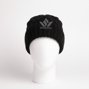 Gorro de Punto Negro Sparkwell Industry, Unisex, para Adultos, Estilo Casual, Color Sólido, 100% Acrílico, Hecho a Mano, 56-58CM - Product Image 2