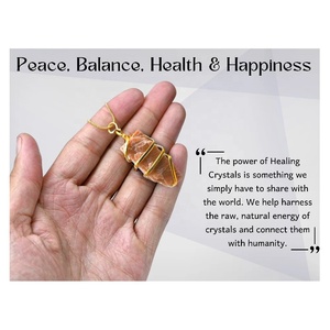 จี้ควอทซ์สไตล์ฮวงจุ้ยหินมูนสโตนห่อมือพีชพลอยดิบสไตล์ความรักที่ไม่เหมือนใครงานฝีมือหินกึ่งมีค่า - Product Image 3