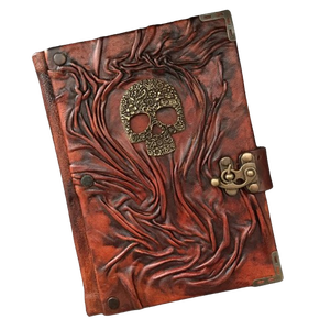 Mini Cuaderno Gótico A5 de Cuero, Hecho a Mano, Cuero Genuino, Cosido Ecológico, Regalo con Lápiz, Diario Vintage de Brujería y Hechizos - Product Image 1