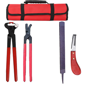 Kit de herramientas para el cuidado de pezuñas de caballo con lima, alicates, cuchillo, cepillo y guantes para uso de herradores, de acero inoxidable, color sólido. - Product Image 5